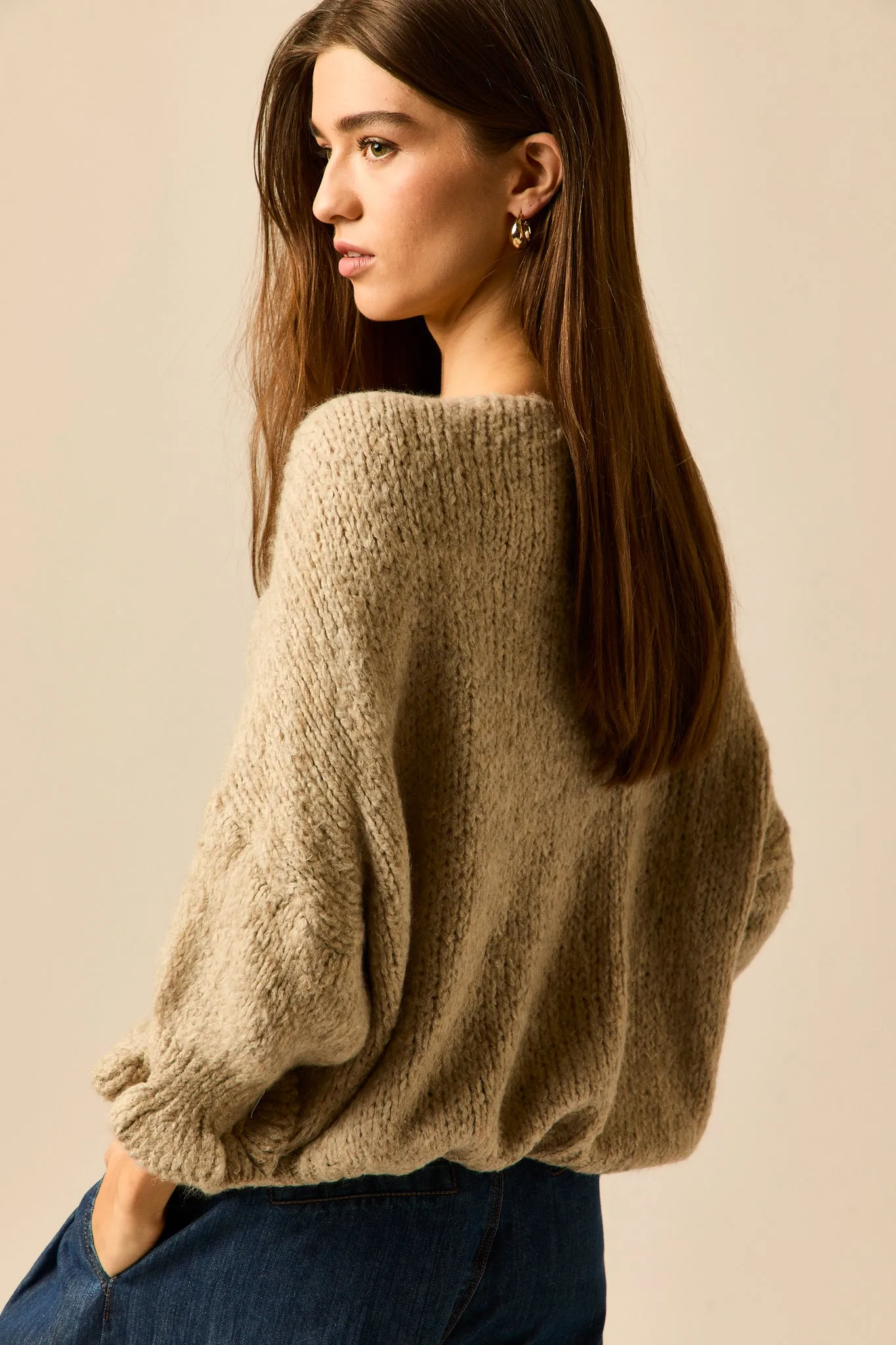 Jersey oversize lazos beige