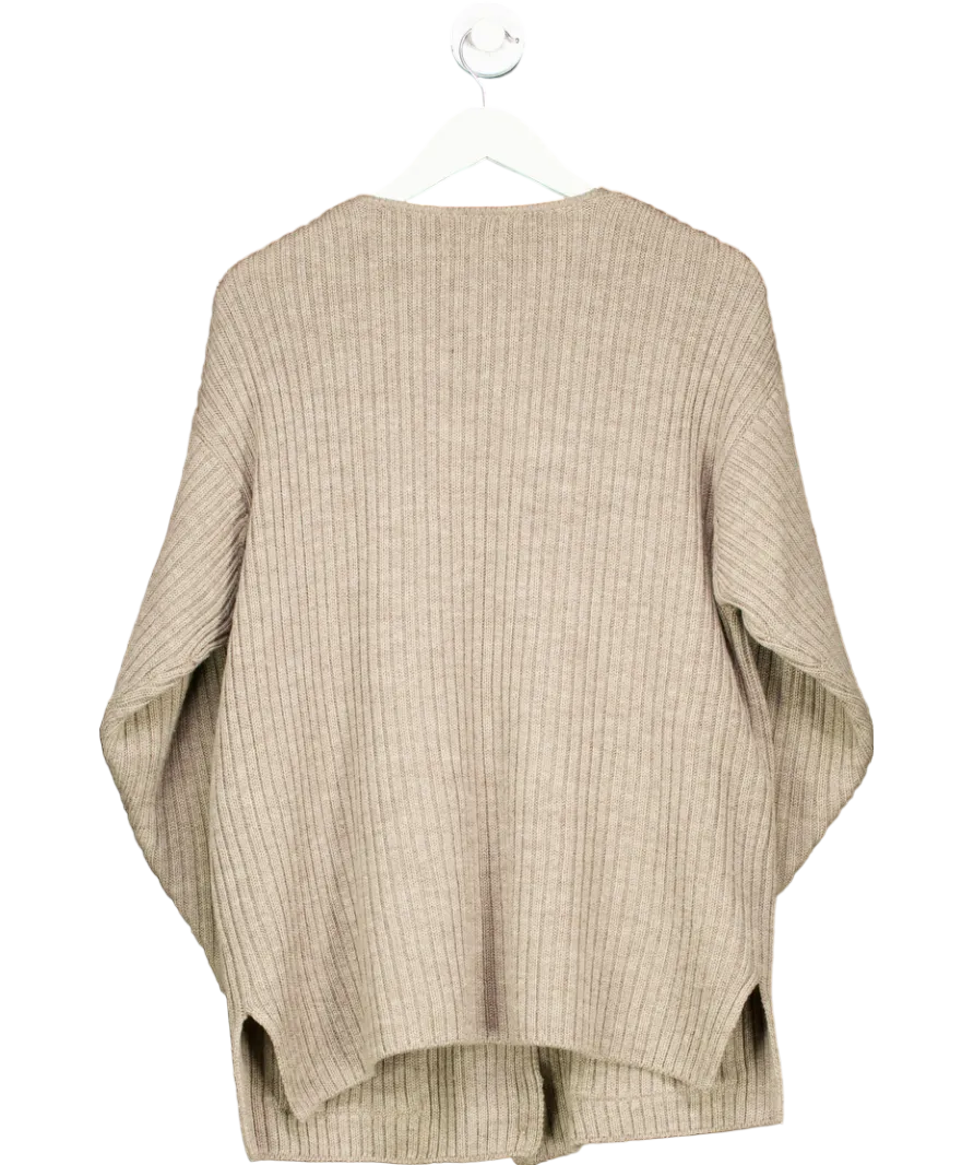 Jigsaw Beige Ribbed Wool Longline Cardigan UK M