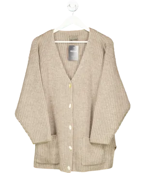 Jigsaw Beige Ribbed Wool Longline Cardigan UK M