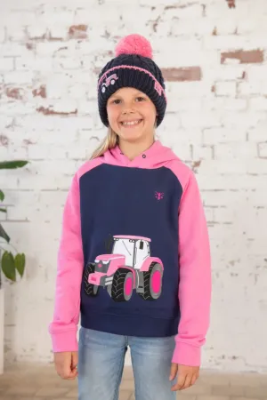 JILL GIRLS SWEATER TRACTOR  LIGHTHOUSE-NAVY PINK
