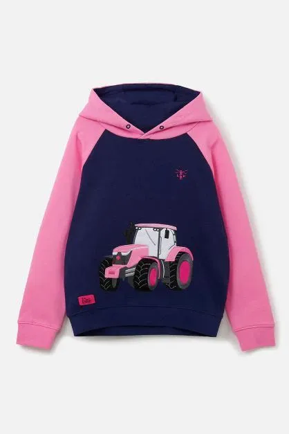JILL GIRLS SWEATER TRACTOR  LIGHTHOUSE-NAVY PINK