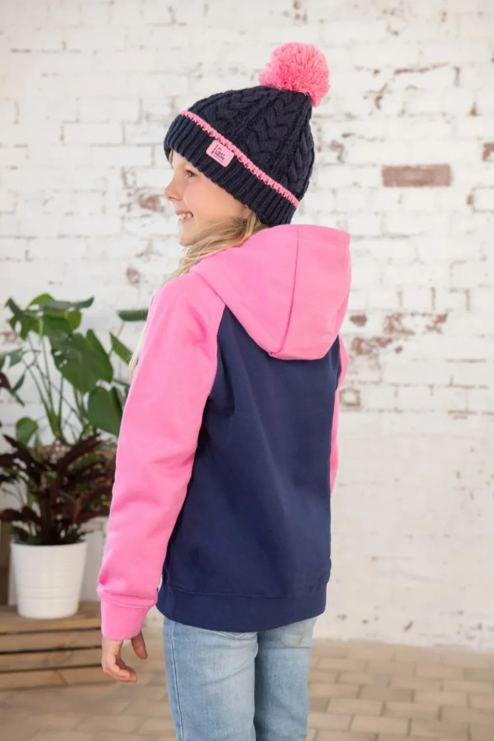 JILL GIRLS SWEATER TRACTOR  LIGHTHOUSE-NAVY PINK