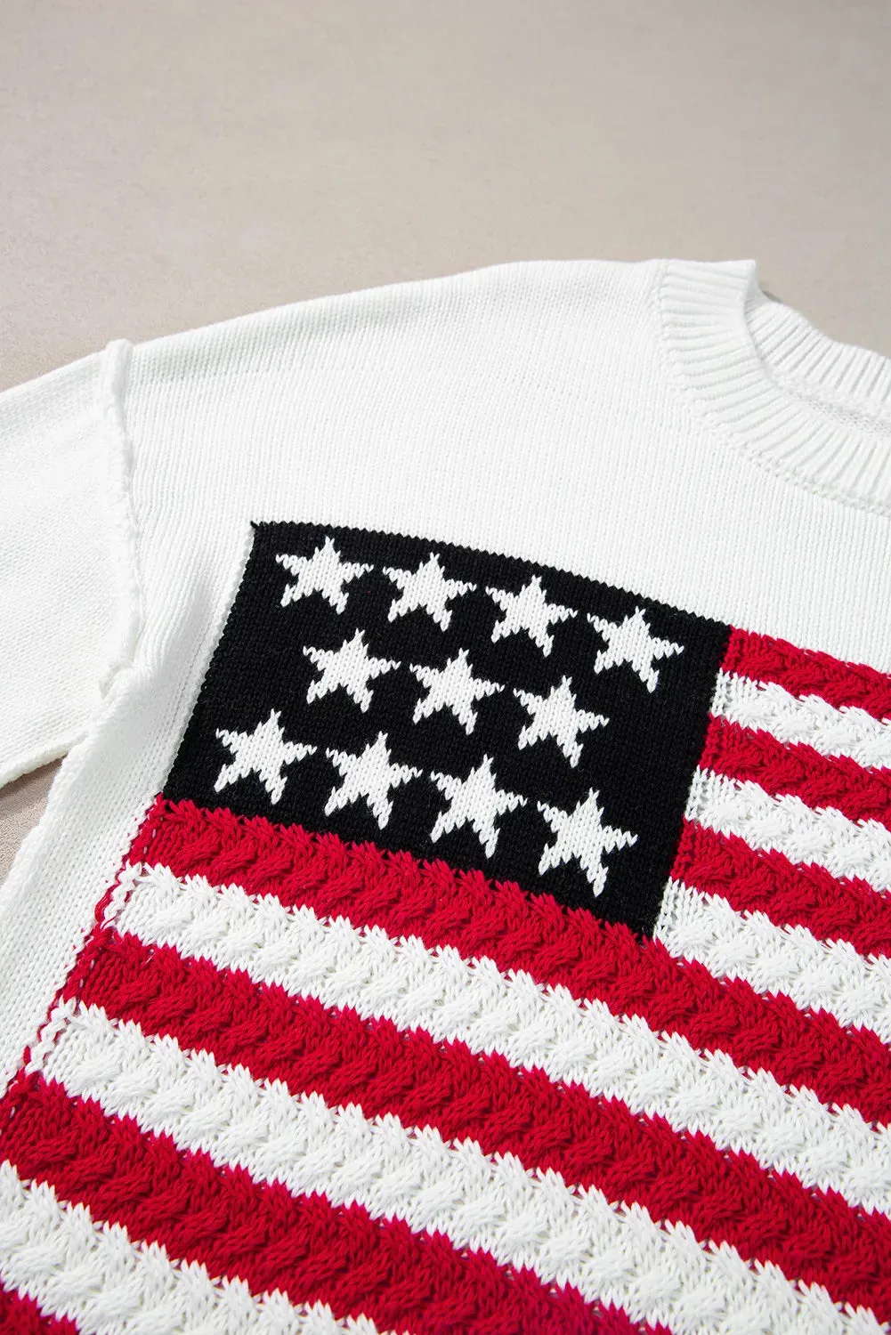 Justice USA Flag Round Neck Long Sleeve Knit Top