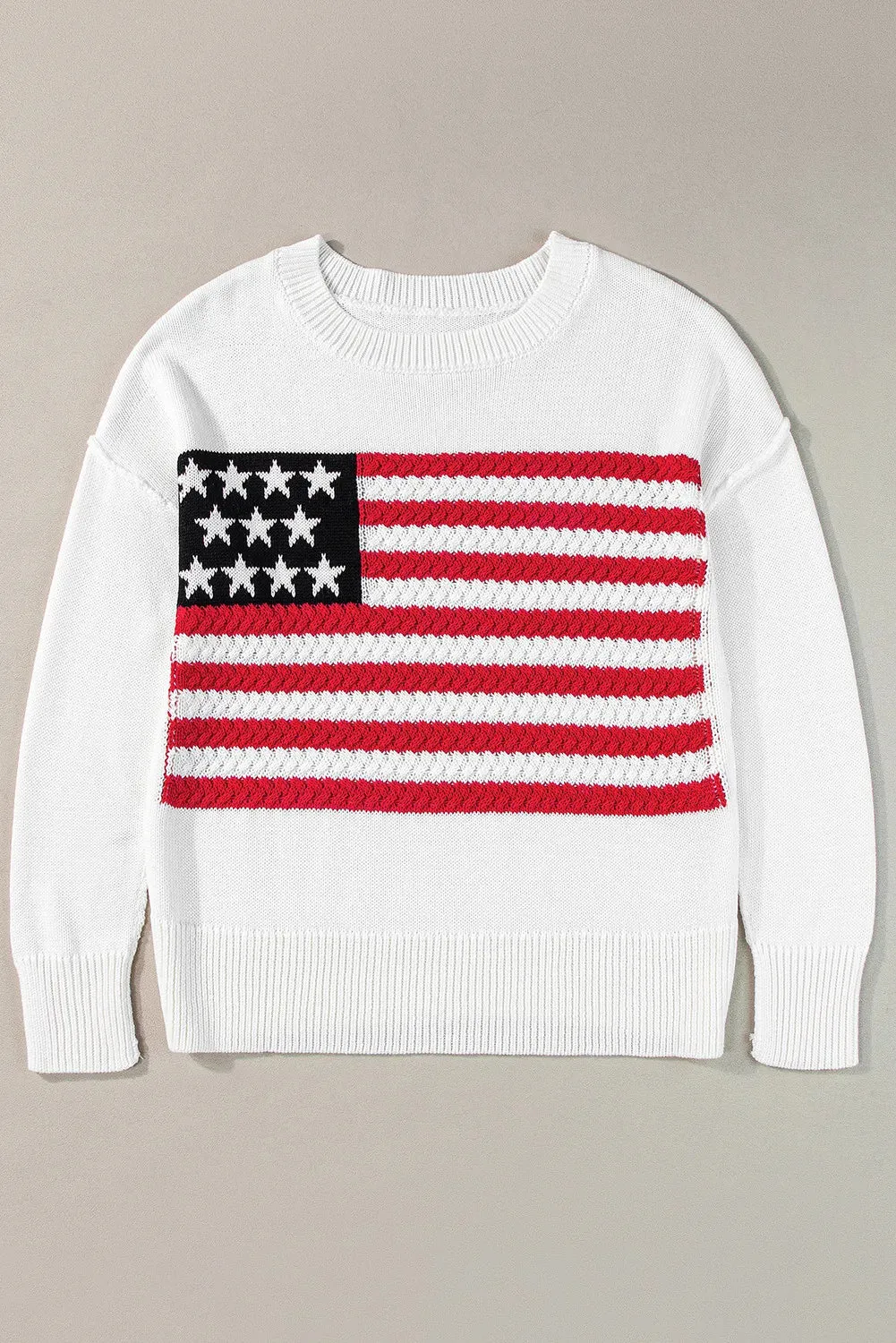 Justice USA Flag Round Neck Long Sleeve Knit Top