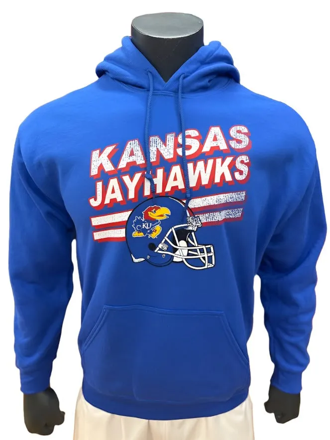 Kansas Jayhawks Football Helmet Slant Hoodie - Blue