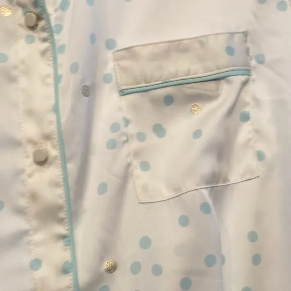 Kate Spade 2 piece Summer weight pajamas polka dot wide leg long shorts sz Large