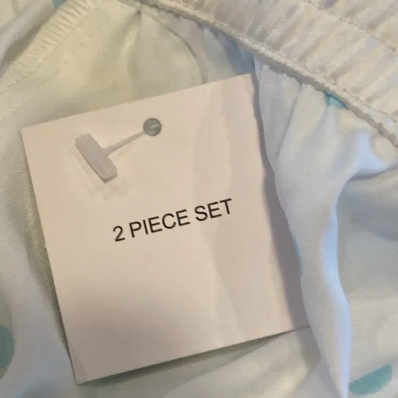 Kate Spade 2 piece Summer weight pajamas polka dot wide leg long shorts sz Large