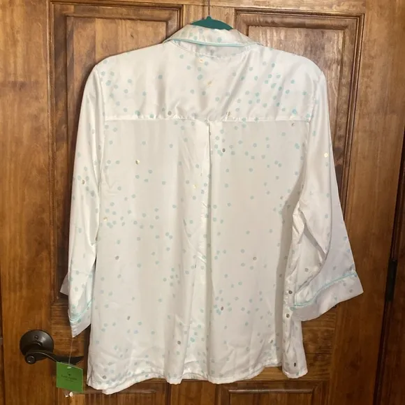 Kate Spade 2 piece Summer weight pajamas polka dot wide leg long shorts sz Large