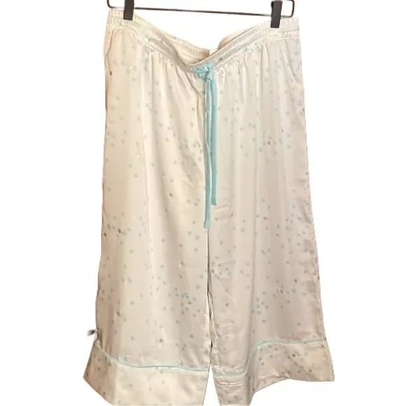 Kate Spade 2 piece Summer weight pajamas polka dot wide leg long shorts sz Large