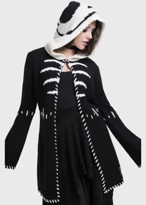 Killstar x Corpse Bride Scraps Knitted Hoodie Black White