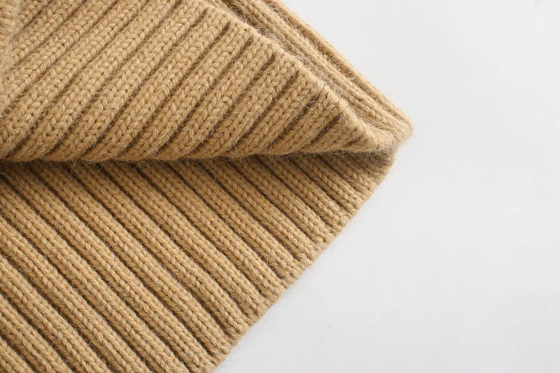 Knit Single-breasted High-collared Floral Sweaters