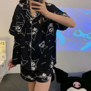 Kuromi Black Silky Pajamas Set (2 PCs)
