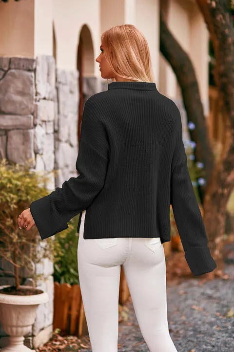 Kyle Mock Neck Drop Shoulder Sweater