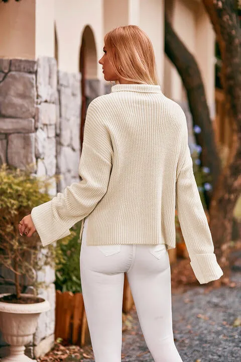 Kyle Mock Neck Drop Shoulder Sweater