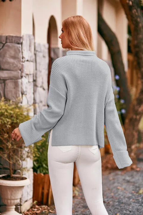 Kyle Mock Neck Drop Shoulder Sweater