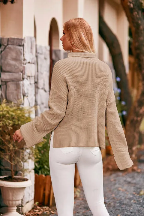Kyle Mock Neck Drop Shoulder Sweater