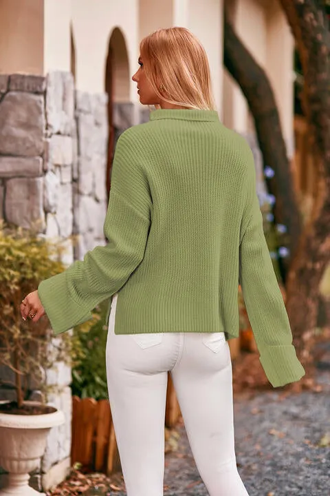Kyle Mock Neck Drop Shoulder Sweater