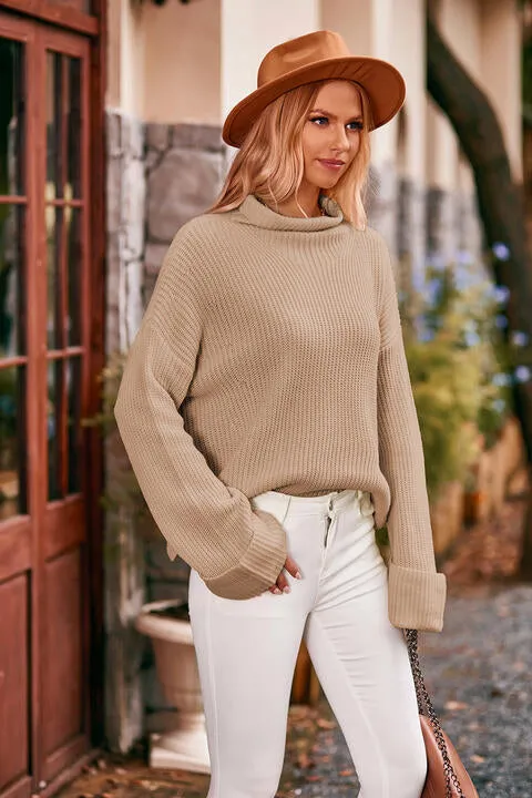 Kyle Mock Neck Drop Shoulder Sweater
