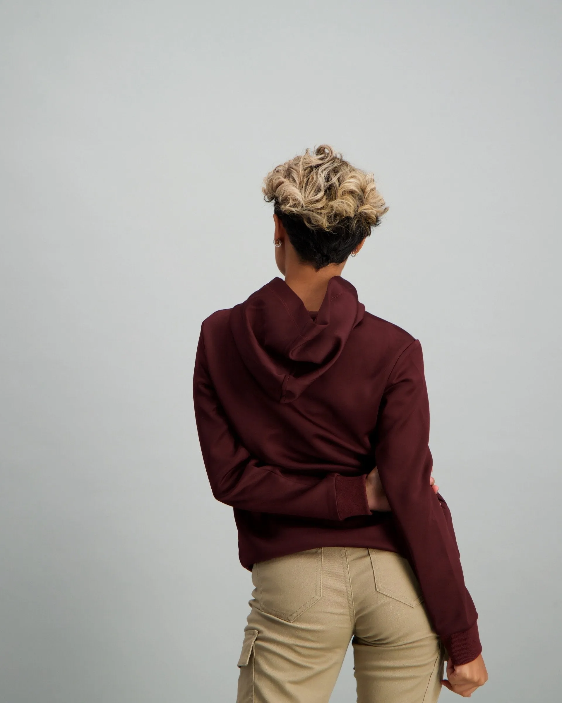 Ladies Shine from Within Slogan Hooded Top - Burgundy
