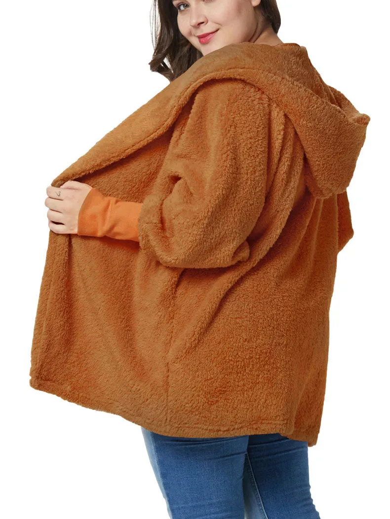 Large Size Women's Fat Mm Winter Tops Lantern Sleeves Plus Size Plush Coat