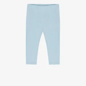 Legging bleu longueur ¾ en tricot côtelé, enfant || Blue ¾ length legging in ribbed knit, child