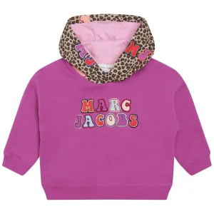 Leopard Print Hooded Sweatshirt - Raspberry