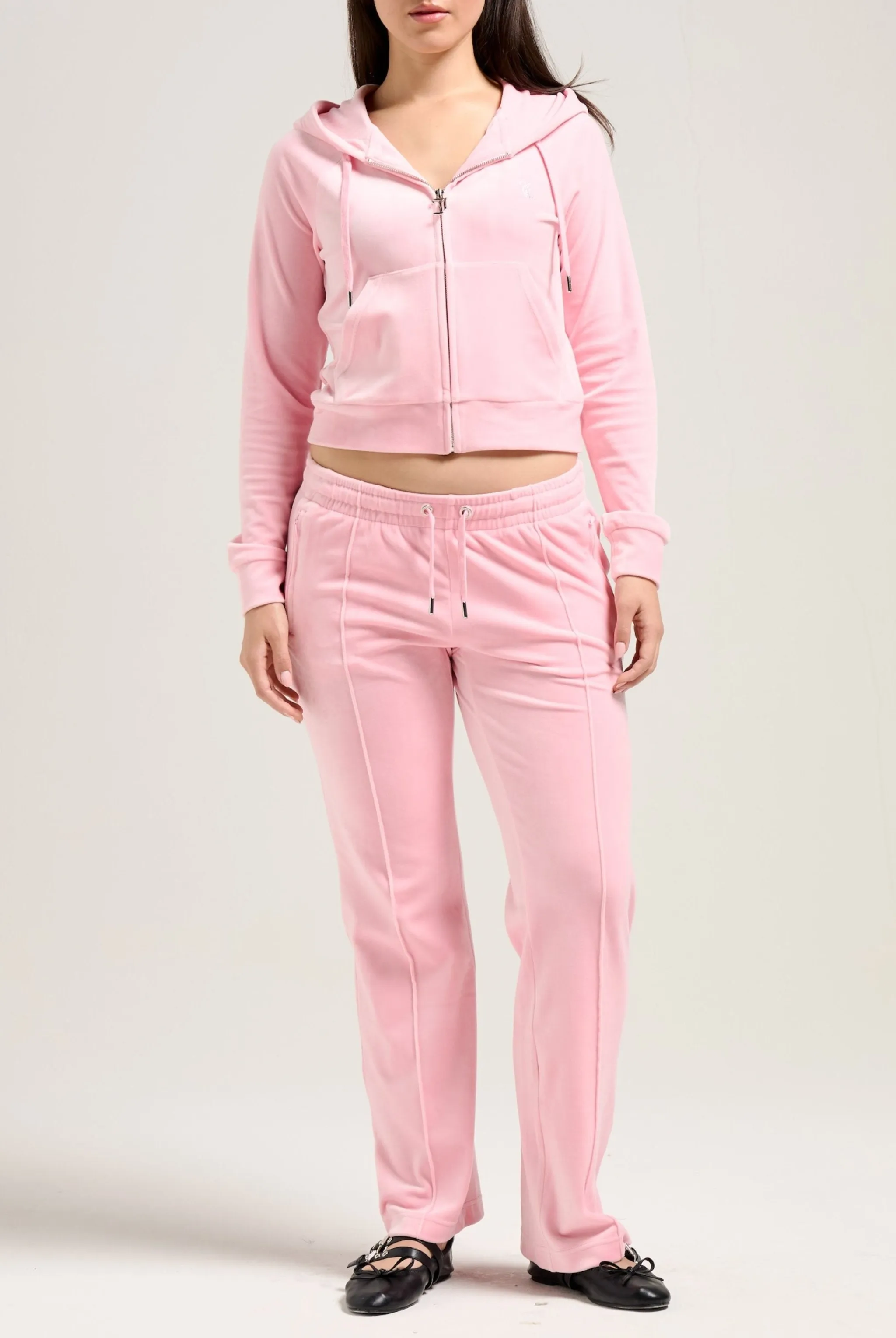 'LIBRA' JUICY PINK DIAMANTÉ VELOUR ZIP-THROUGH HOODIE