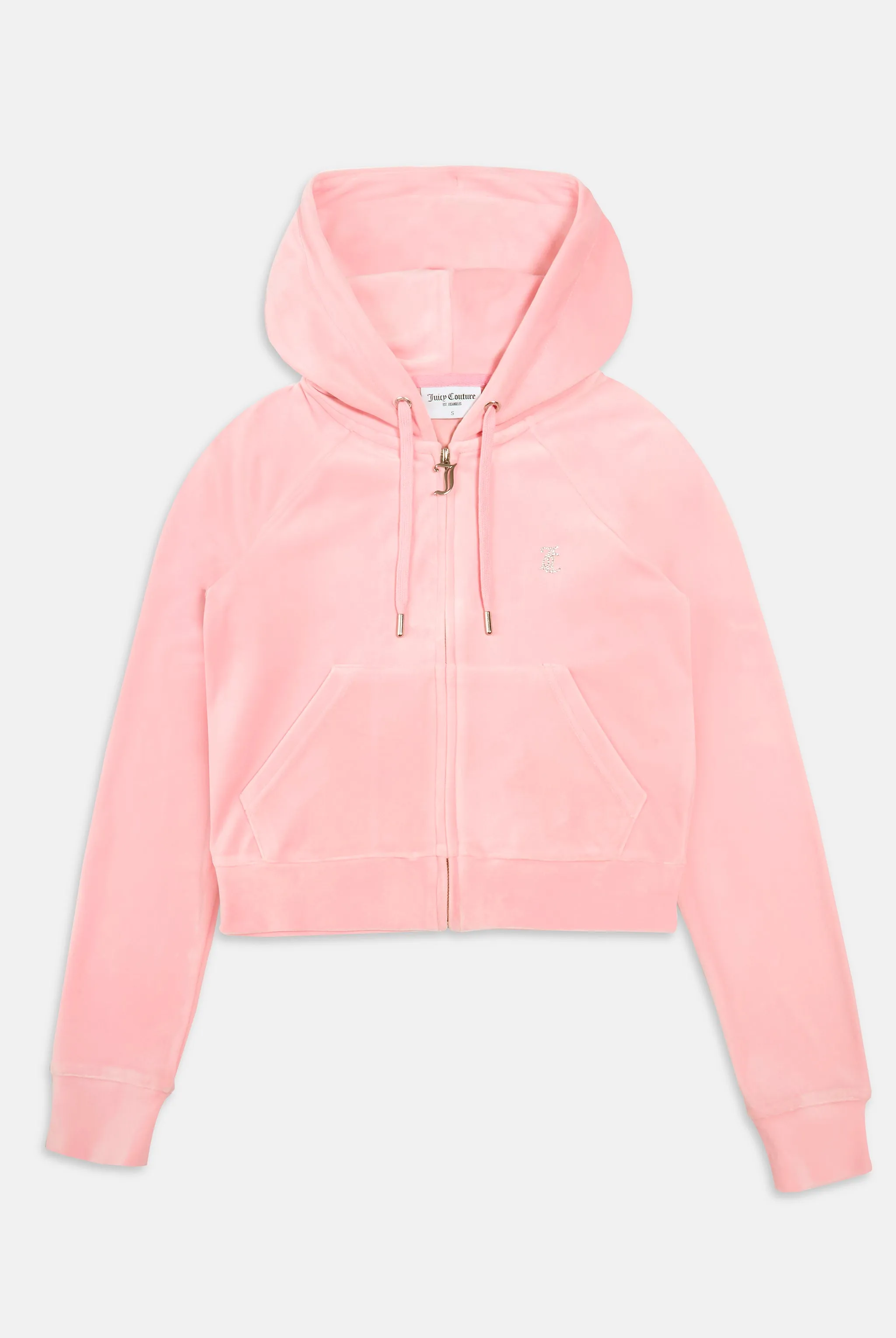 'LIBRA' JUICY PINK DIAMANTÉ VELOUR ZIP-THROUGH HOODIE