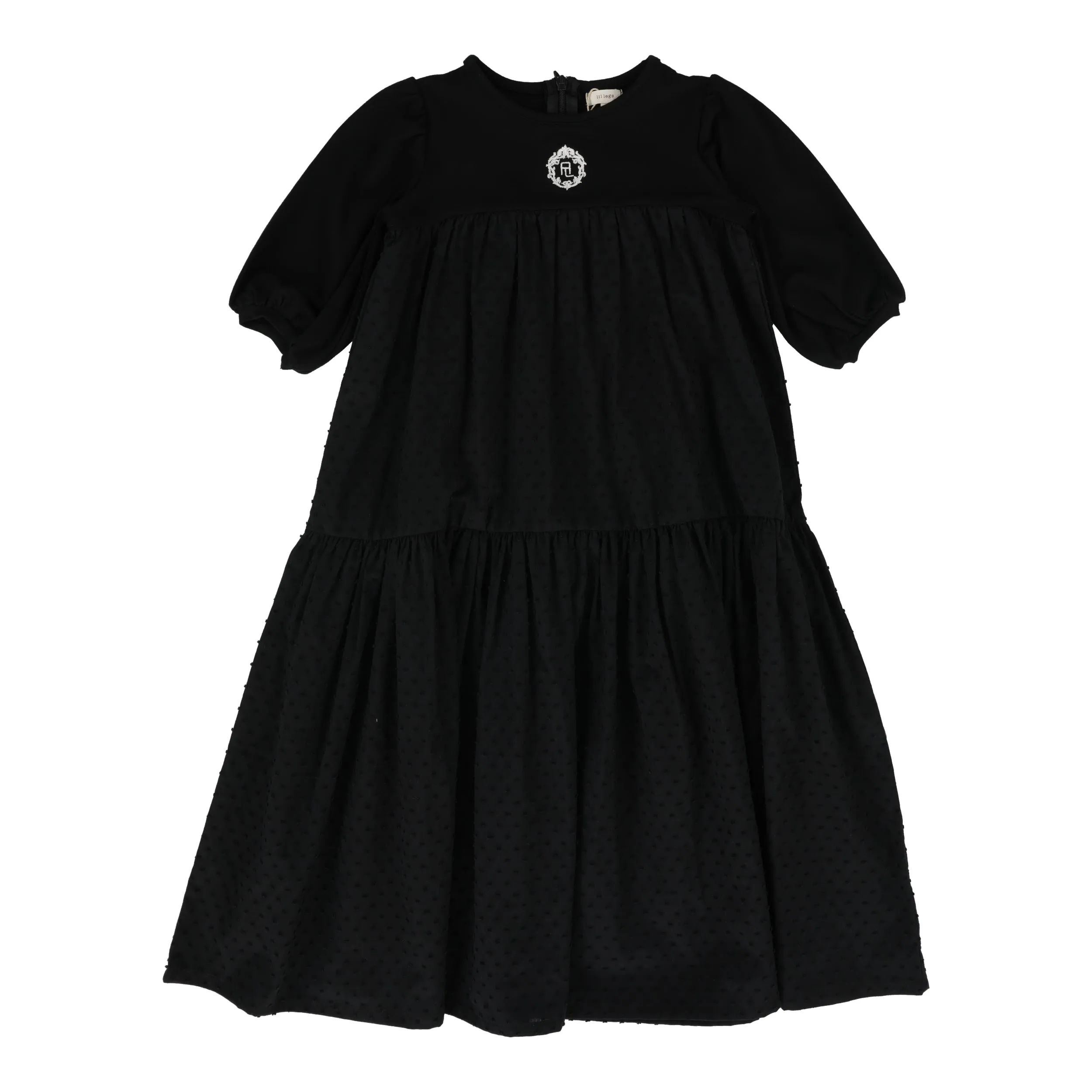 Lil Legs Emblem Maxi Dress Three Quarter Sleeve - Black