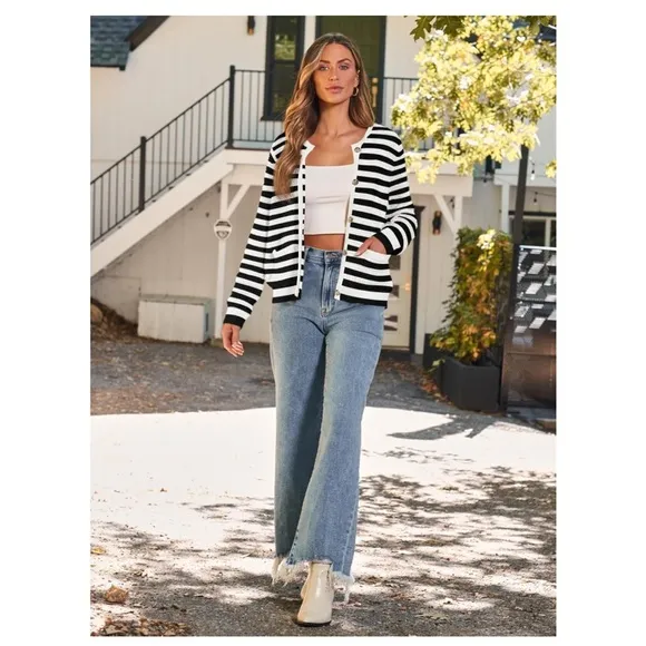LILLUSORY Cable Knit Cardigan Sweaters Open Front Button Up Blazer