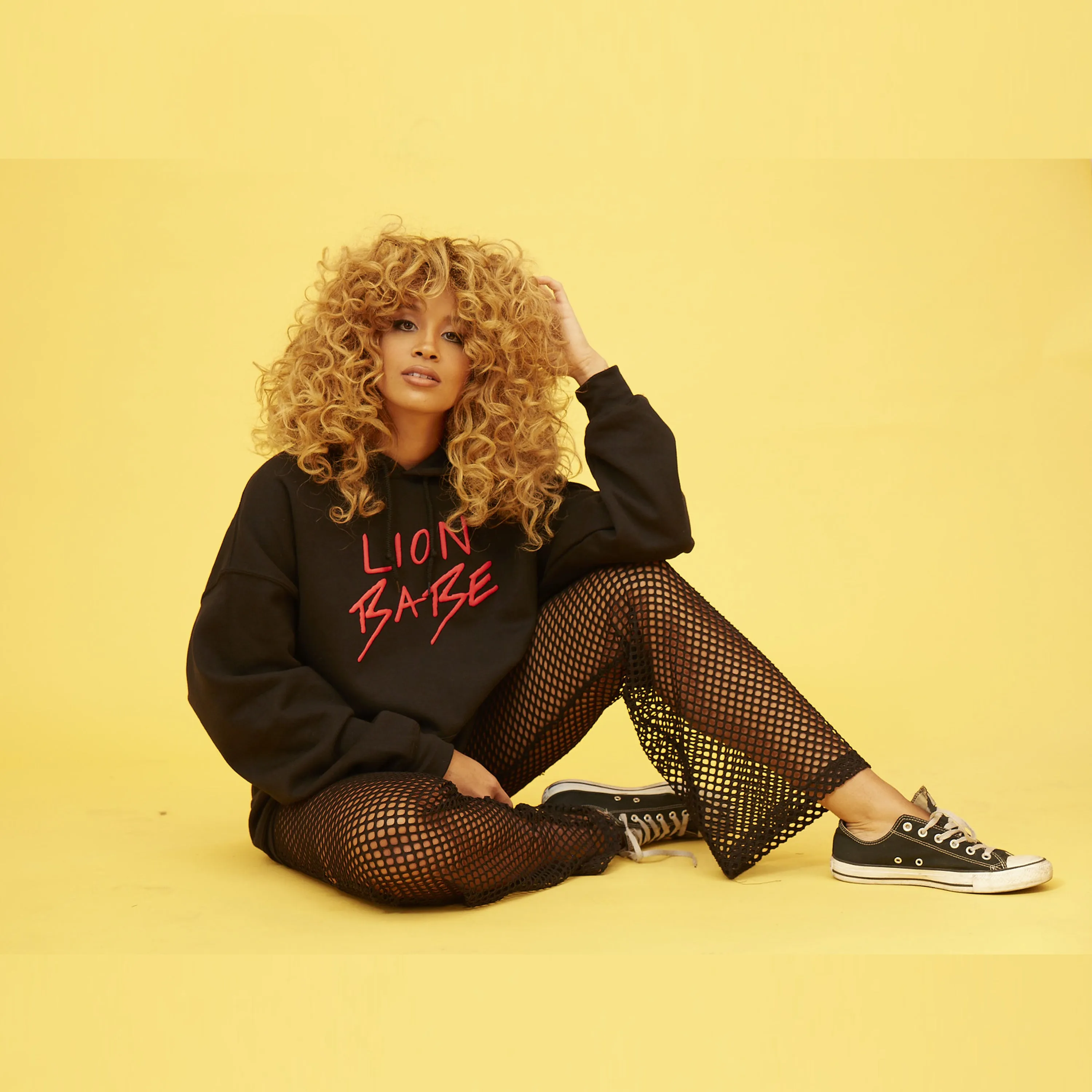 LION BABE NEON PUFF LOGO HOODIE