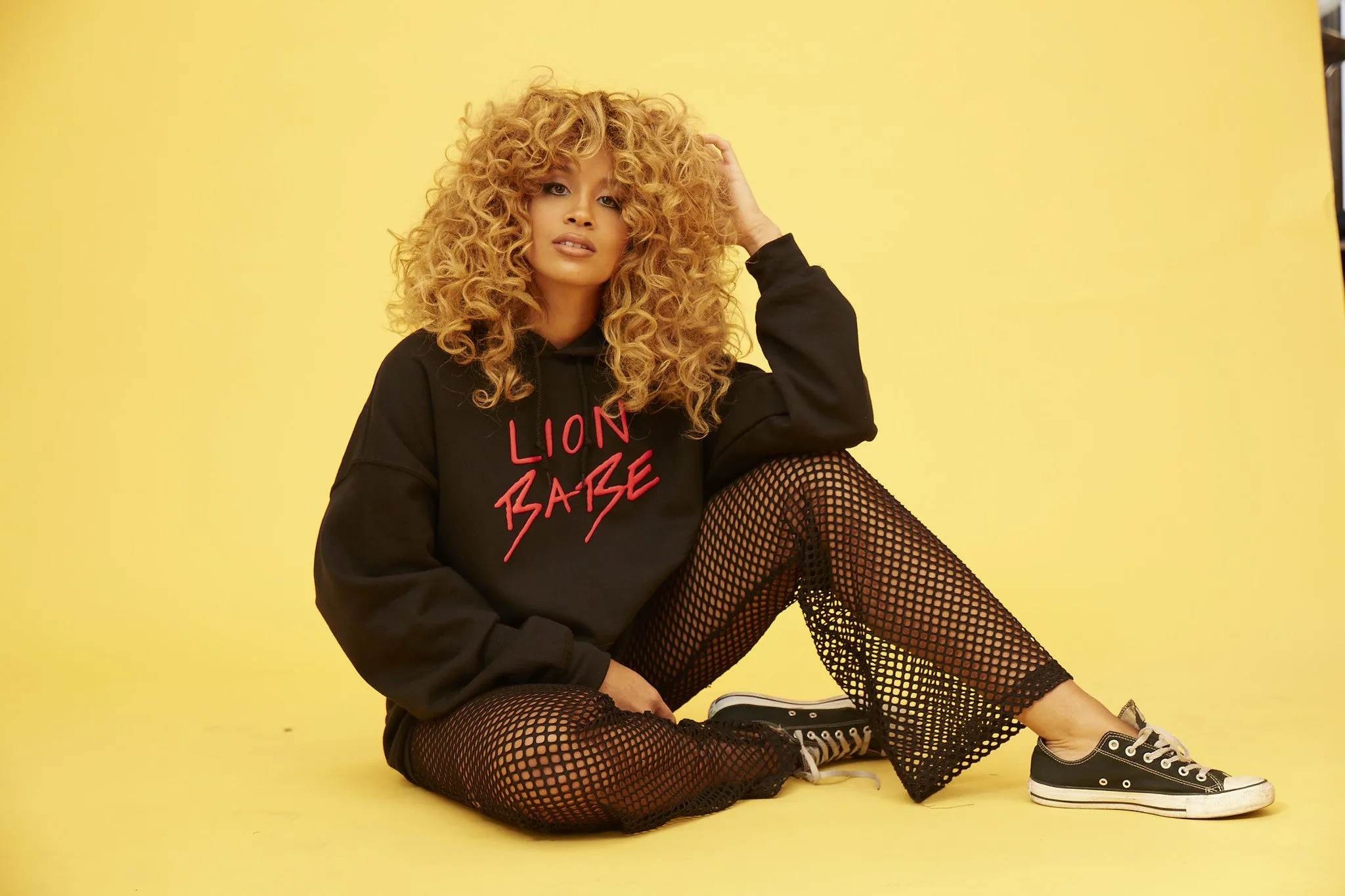 LION BABE NEON PUFF LOGO HOODIE