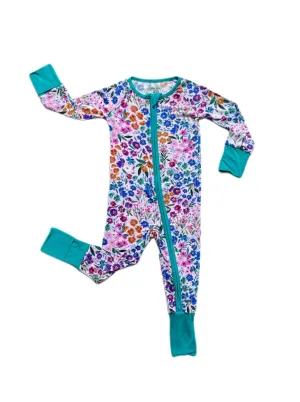 Little Sleepies Sweet Pea Floral Convertible Romper/Sleeper