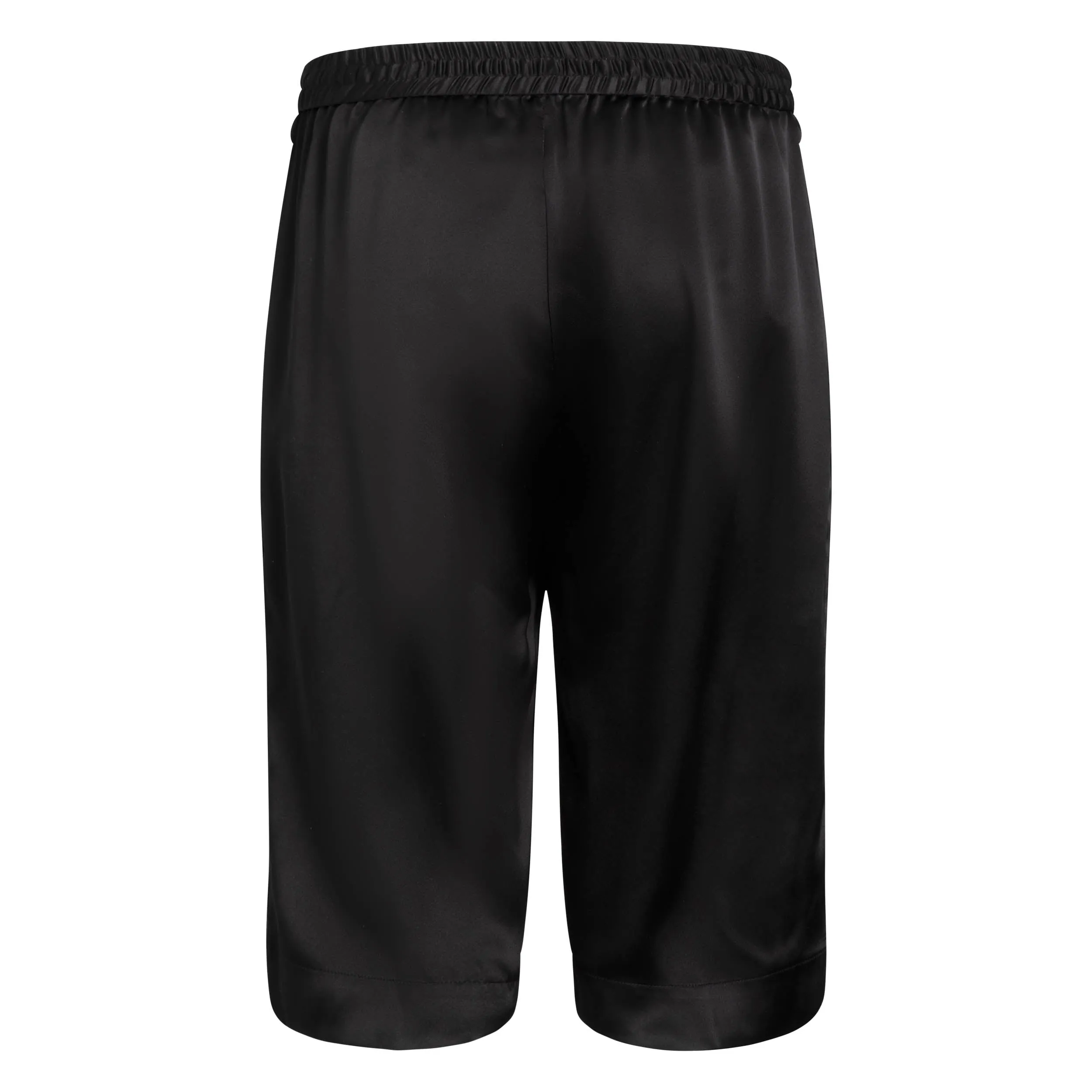 LOLA CROPPED SILK SLEEP SHIRT & BERMUDA SHORT SET IN NOIRE