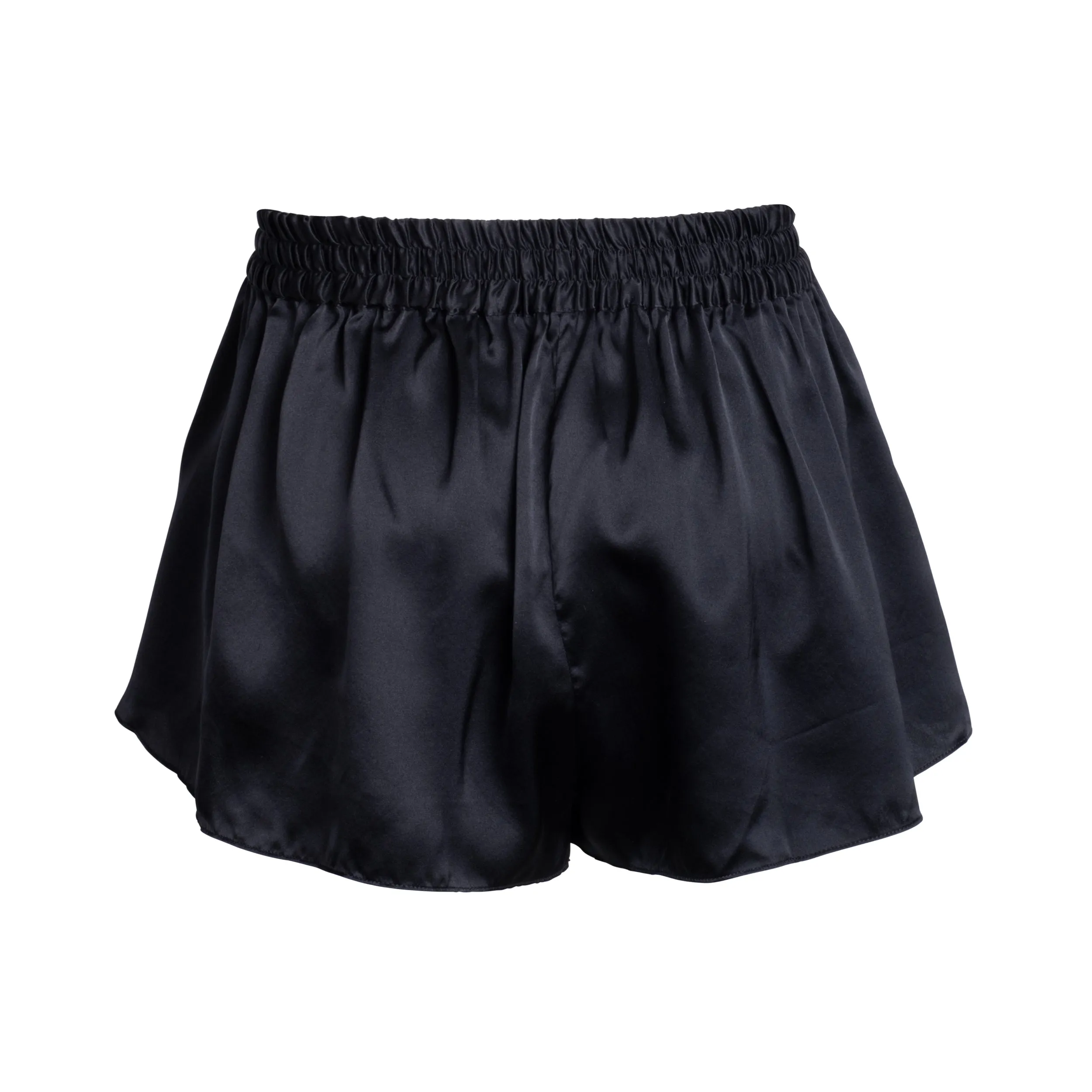 LOLA CROPPED SILK SLEEP SHIRT & SHORT IN NOIRE