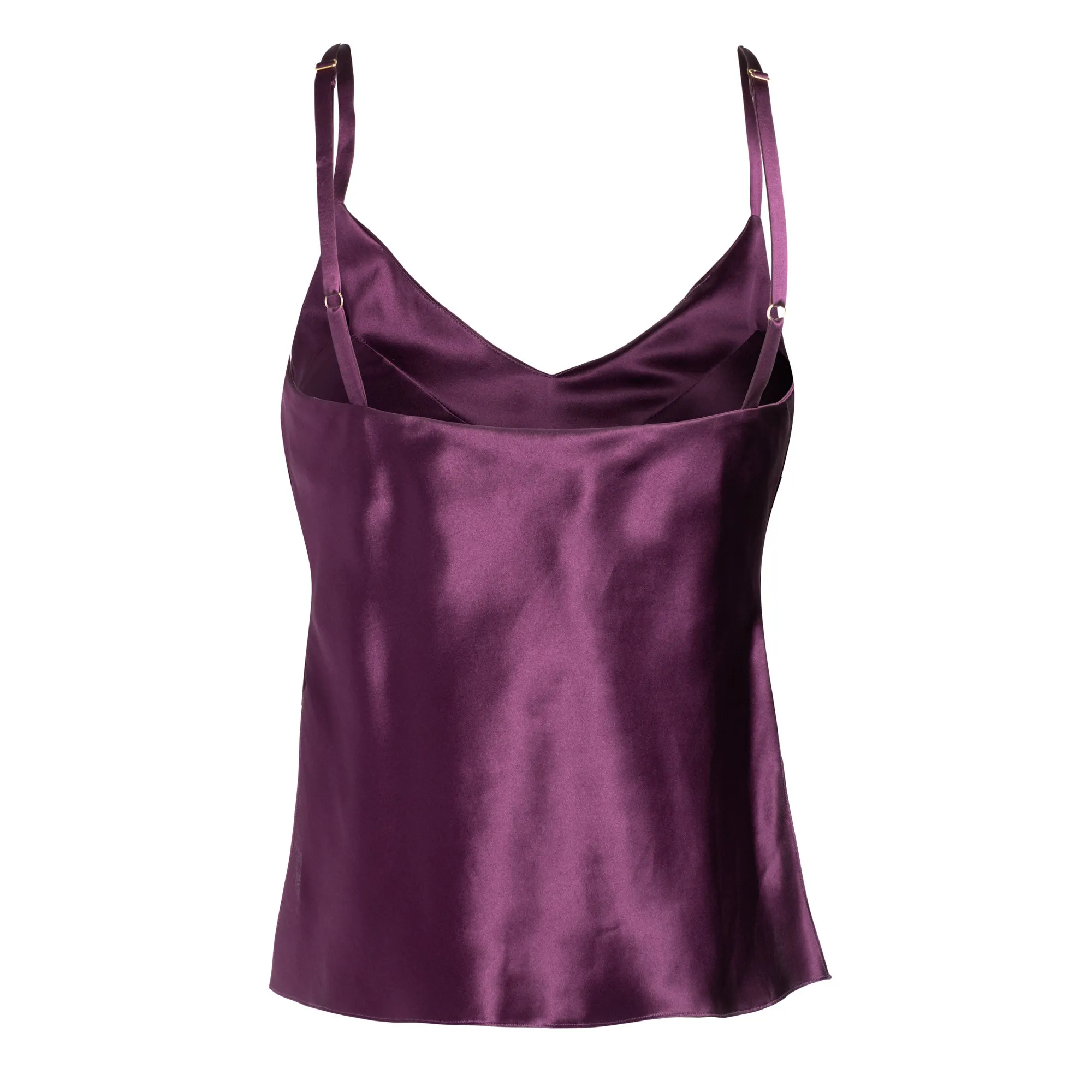 LOLA SILK CAMISOLE & DONNA SILK CHIFFON SHORT IN AUBERGINE