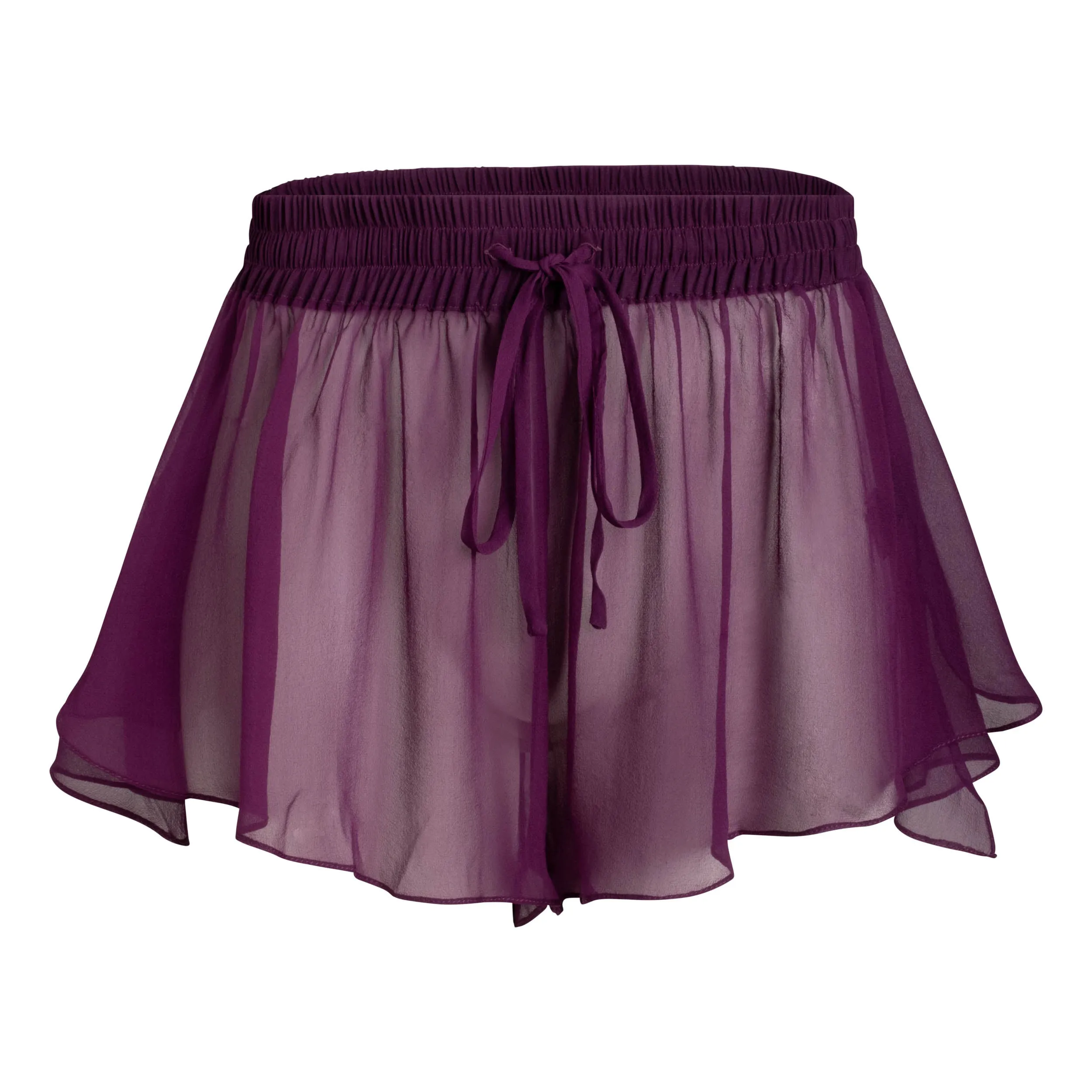 LOLA SILK CAMISOLE & DONNA SILK CHIFFON SHORT IN AUBERGINE