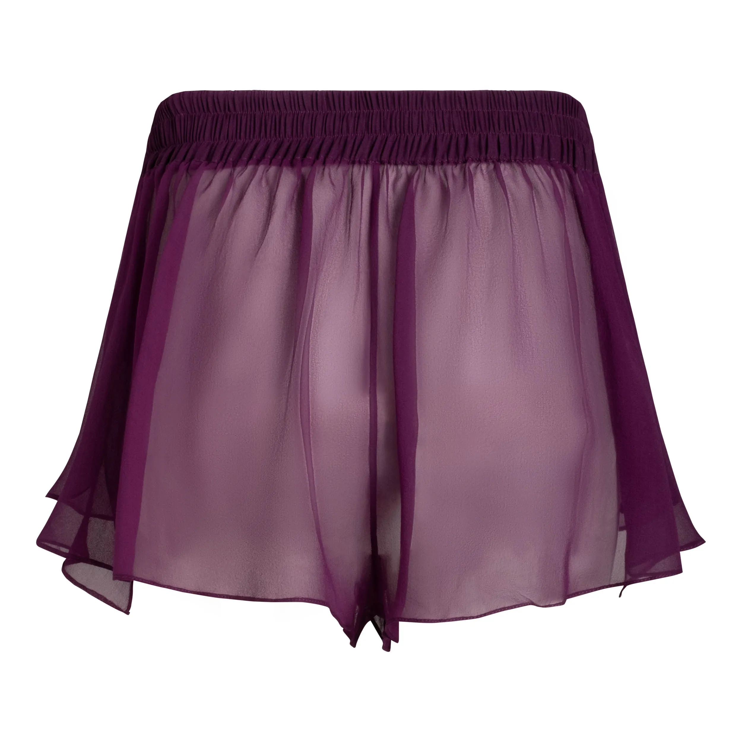 LOLA SILK CAMISOLE & DONNA SILK CHIFFON SHORT IN AUBERGINE
