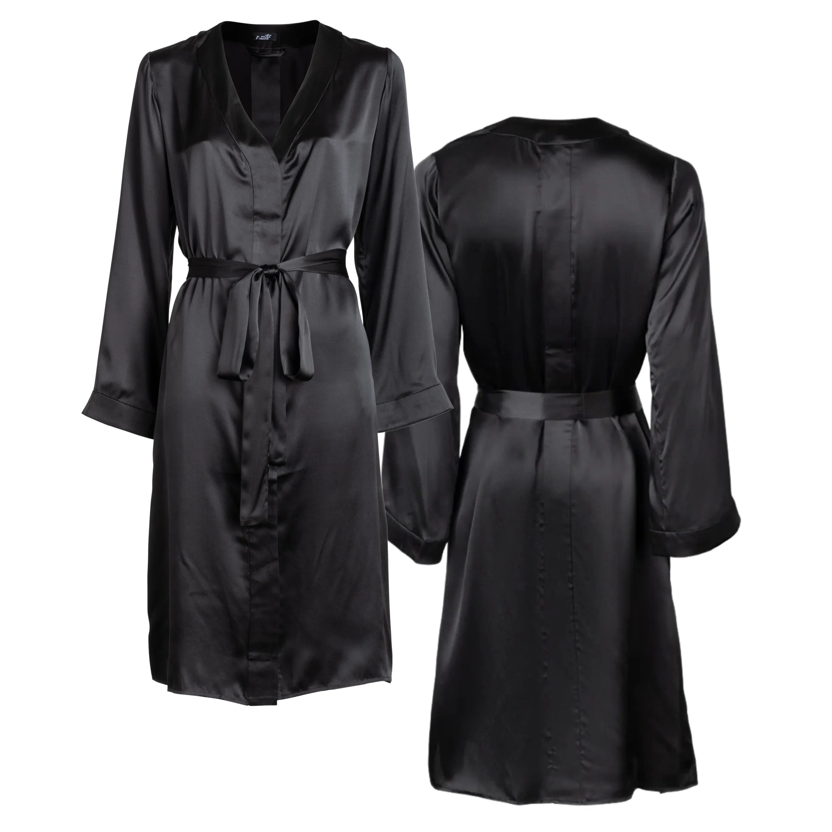 LOLA SILK NIGHTDRESS & TUXEDO PANT SET IN NOIRE