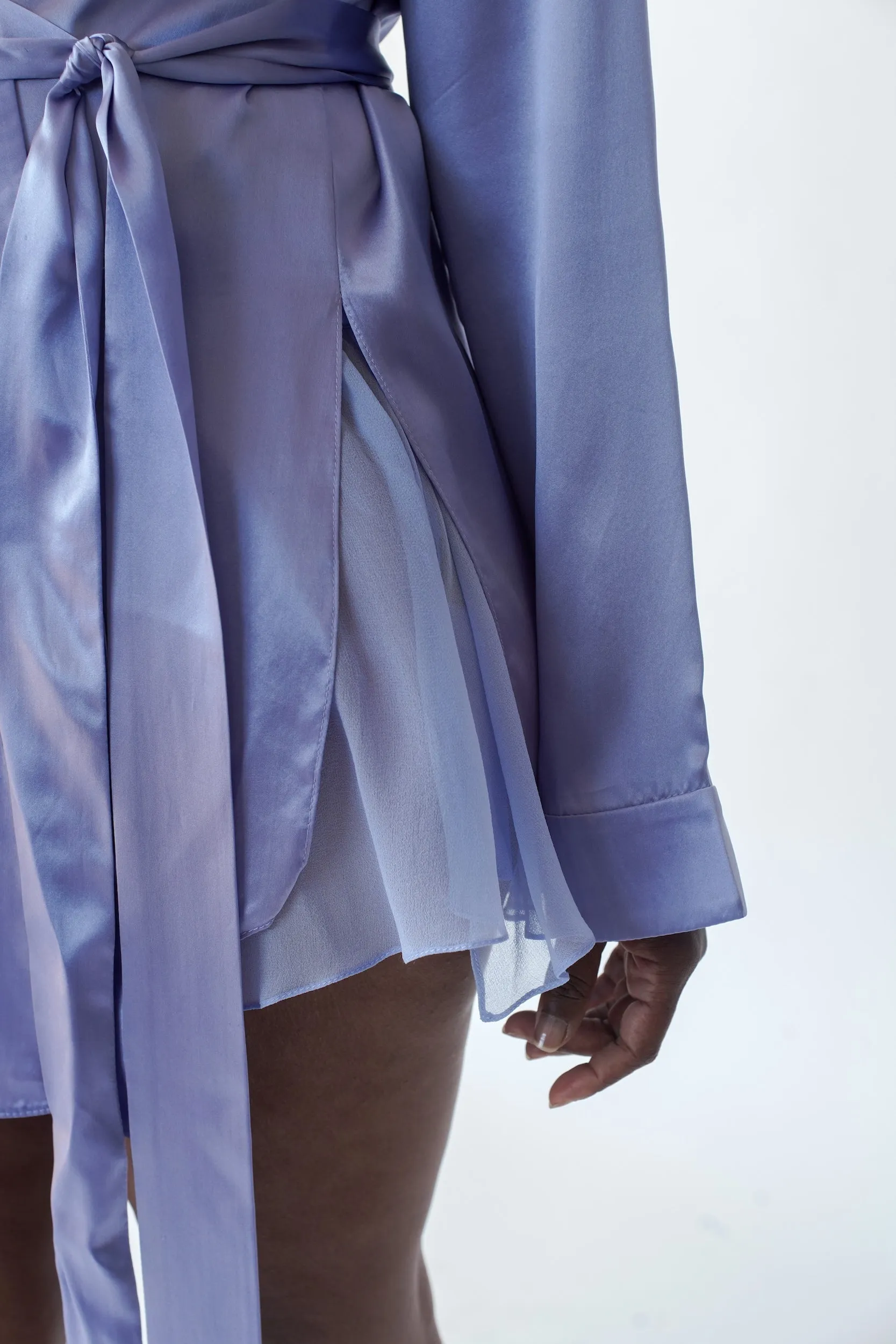 LOLA SILK SHORT ROBE & DONNA SILK CHIFFON SHORT IN PERIWINKLE
