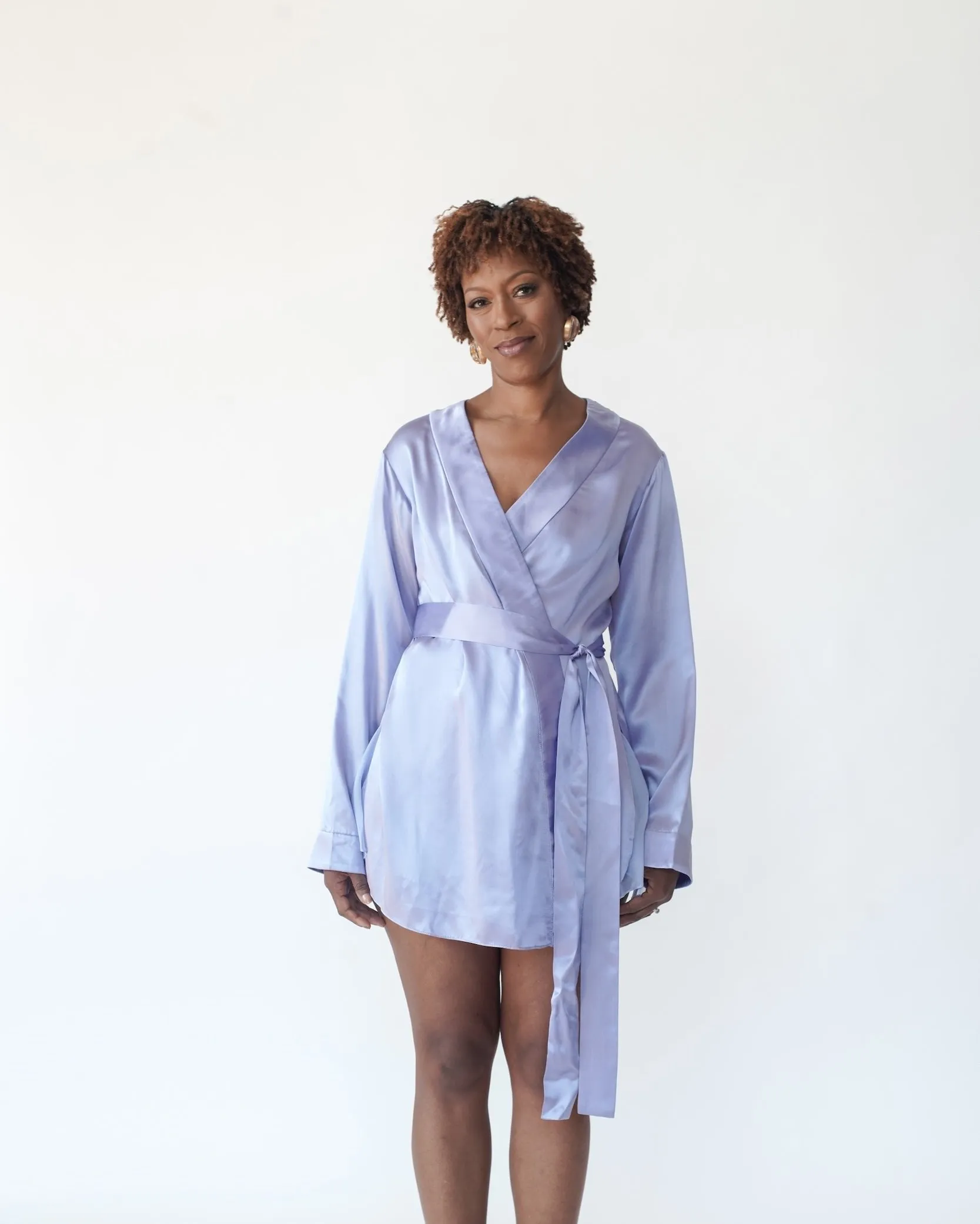 LOLA SILK SHORT ROBE & DONNA SILK CHIFFON SHORT IN PERIWINKLE
