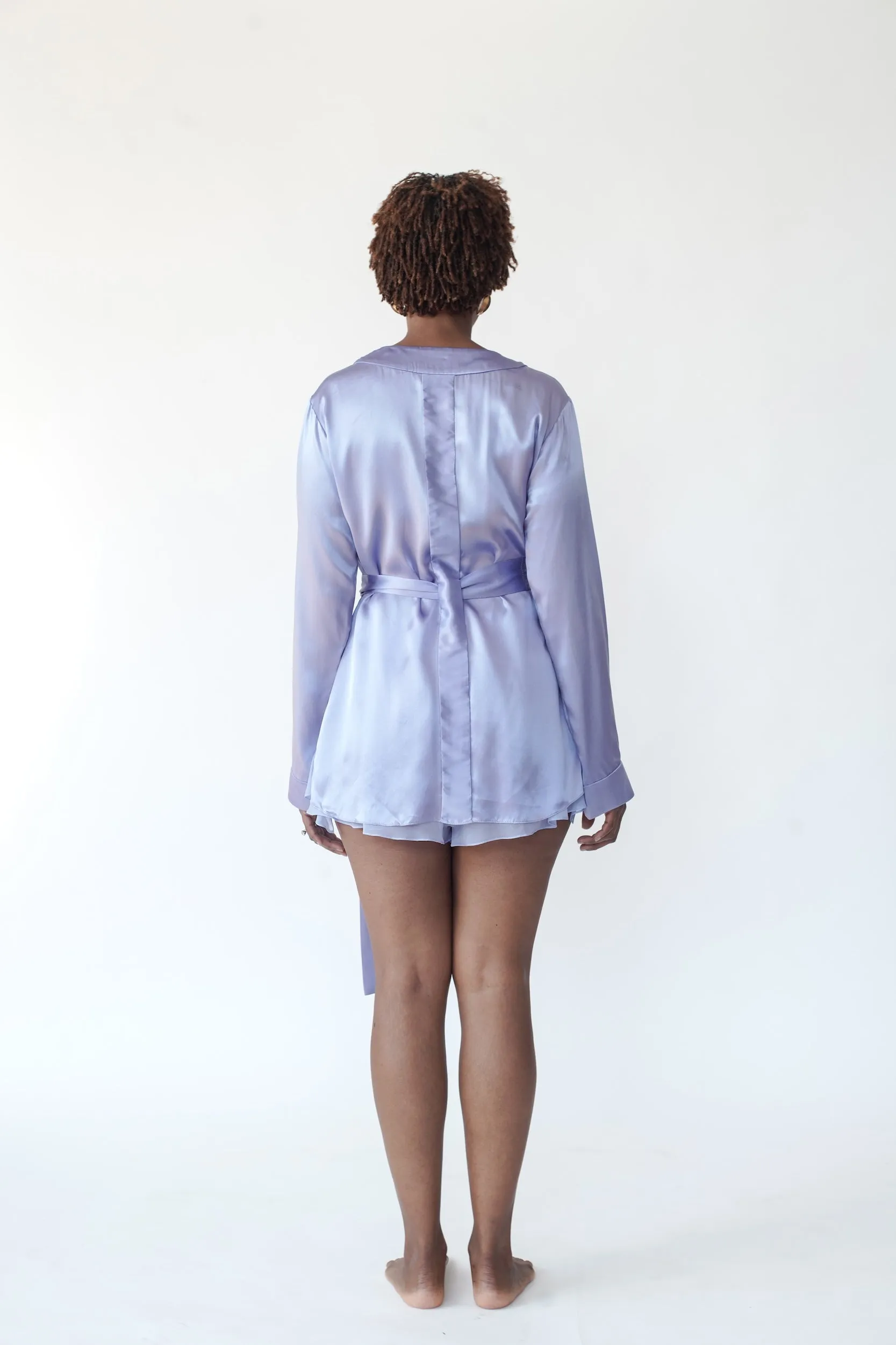 LOLA SILK SHORT ROBE & DONNA SILK CHIFFON SHORT IN PERIWINKLE