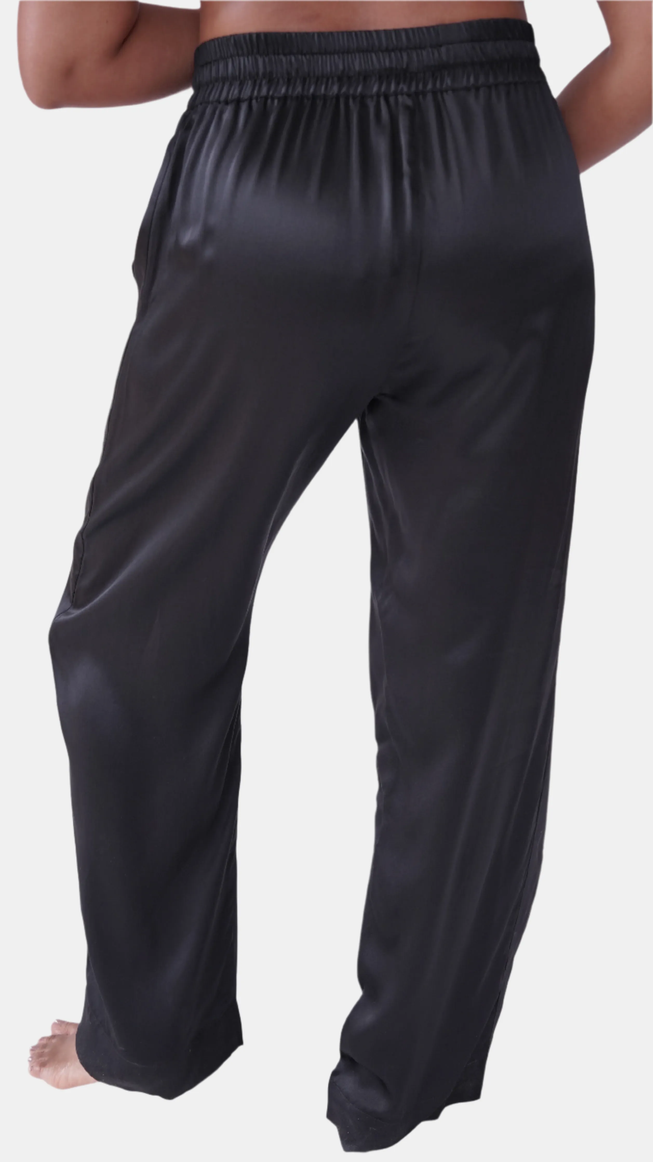 LOLA SILK TUXEDO PANT IN NOIRE