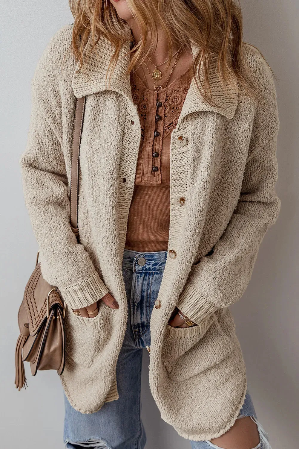 Long Sleeve Cardigan with Button Closure