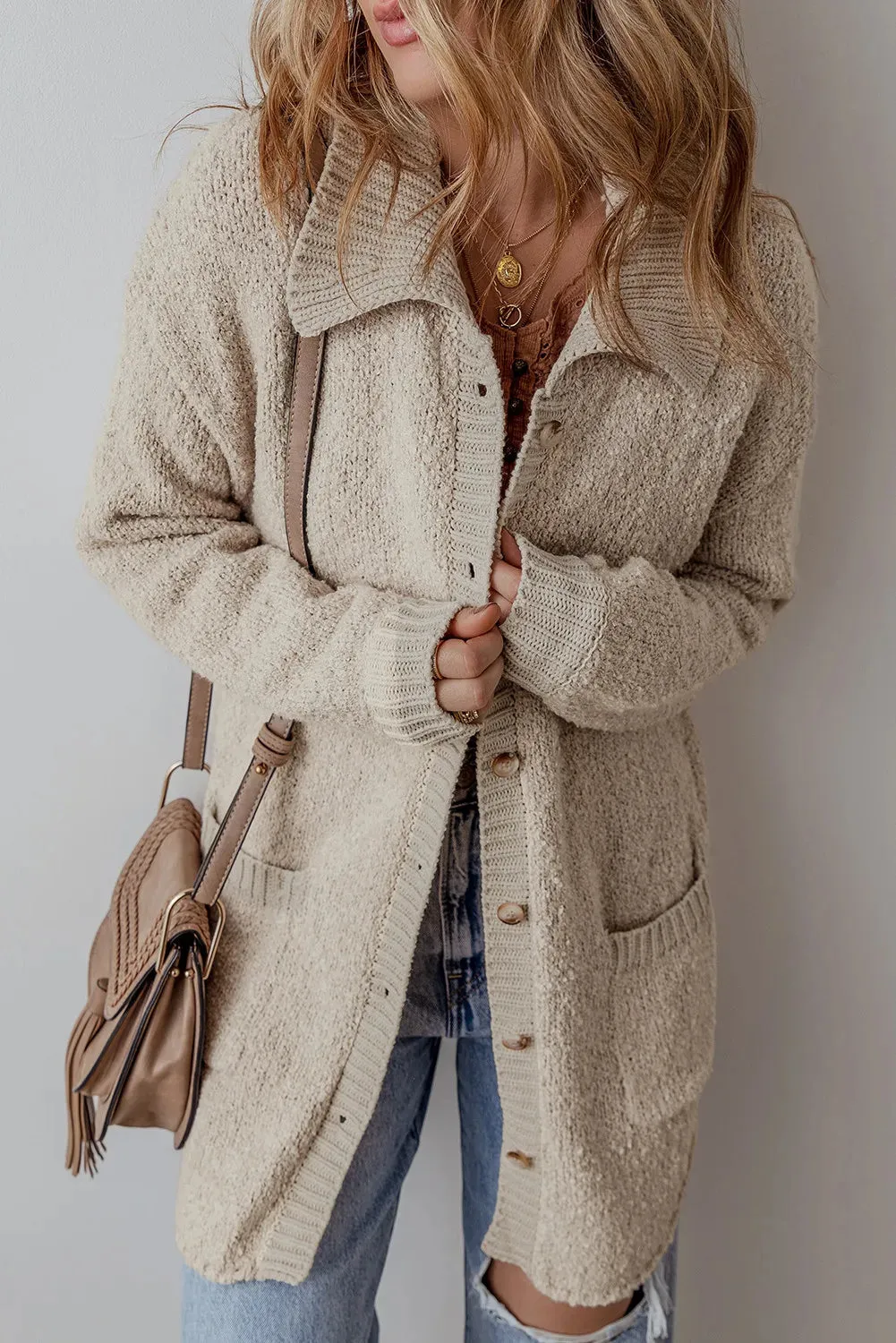 Long Sleeve Cardigan with Button Closure