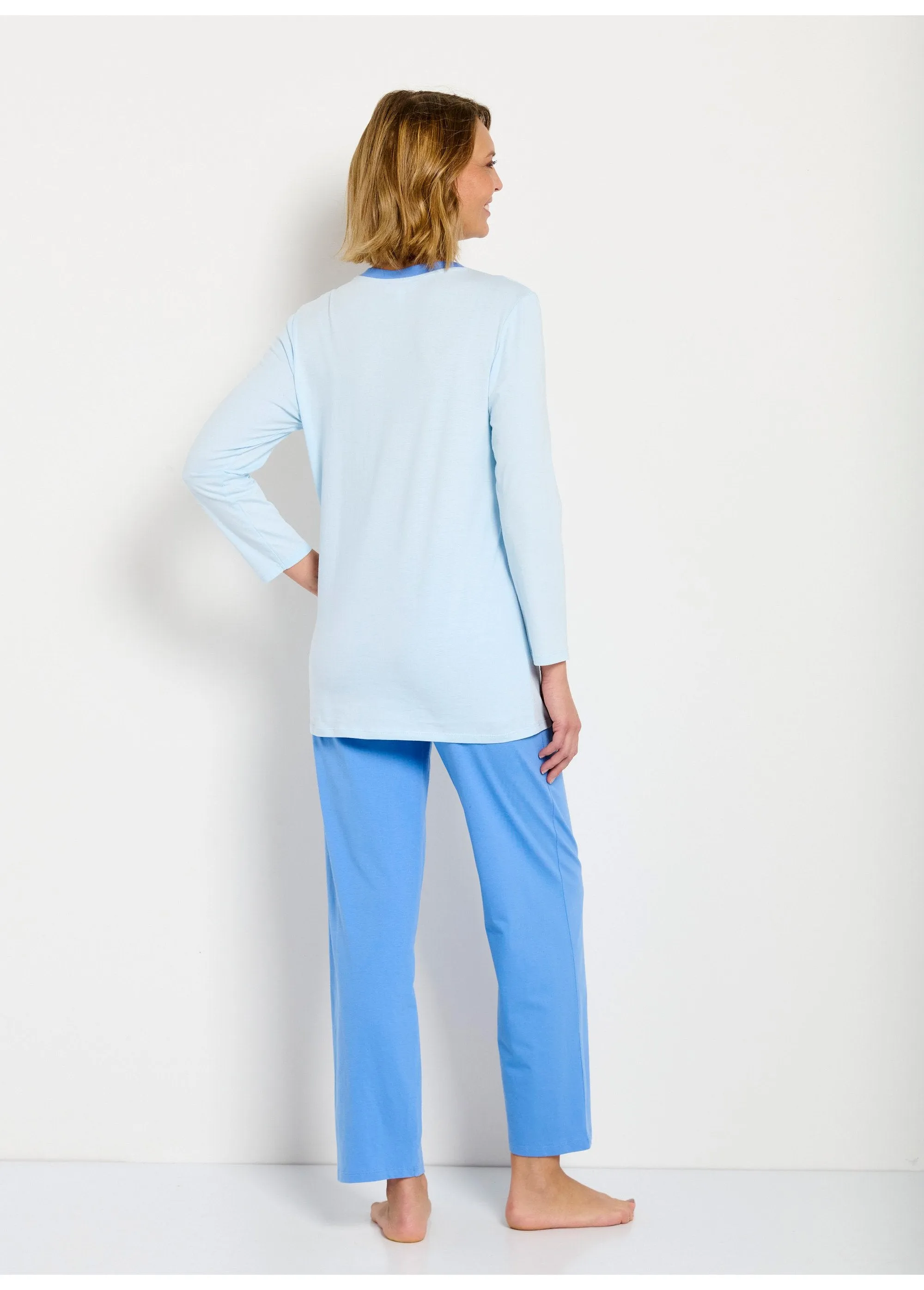 Long sleeve patterned cotton pajamas - set of 2