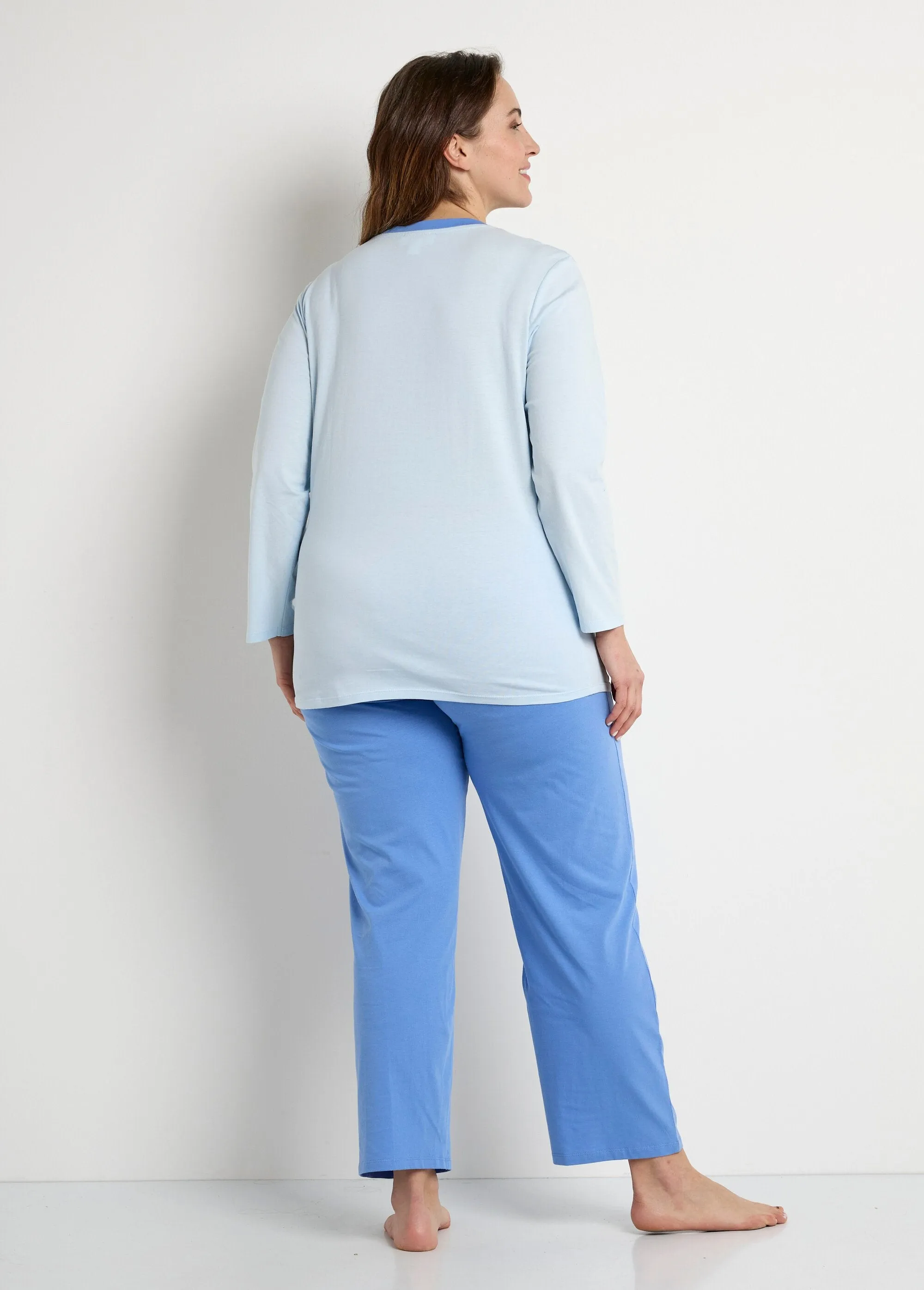 Long sleeve patterned cotton pajamas - set of 2