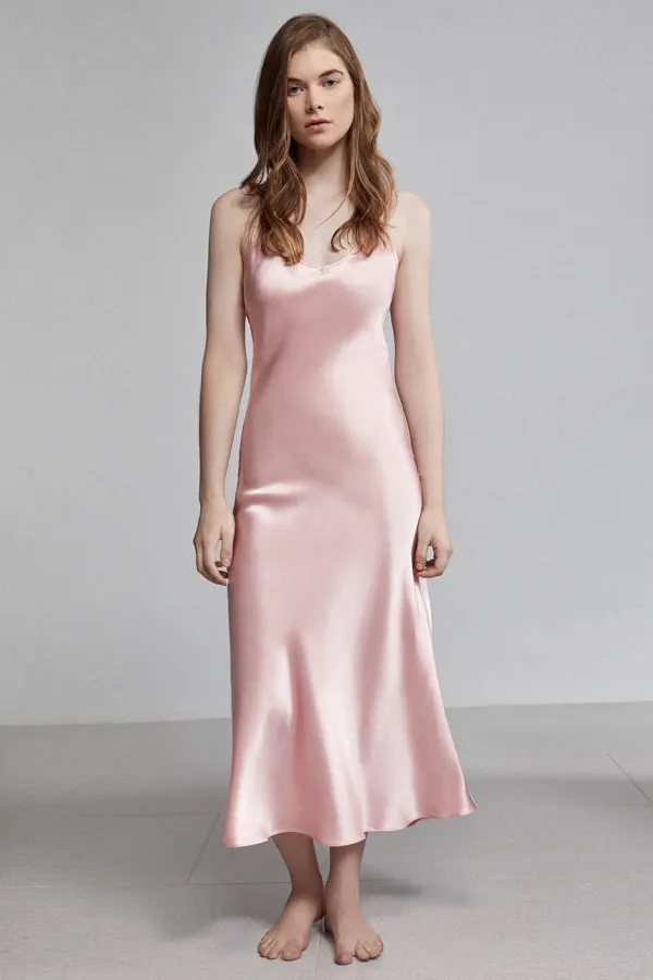 long v neck slip dress, rose (seconds)