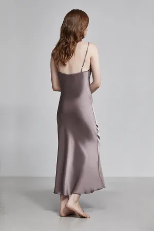 long v neck slip dress, smoke (sample)