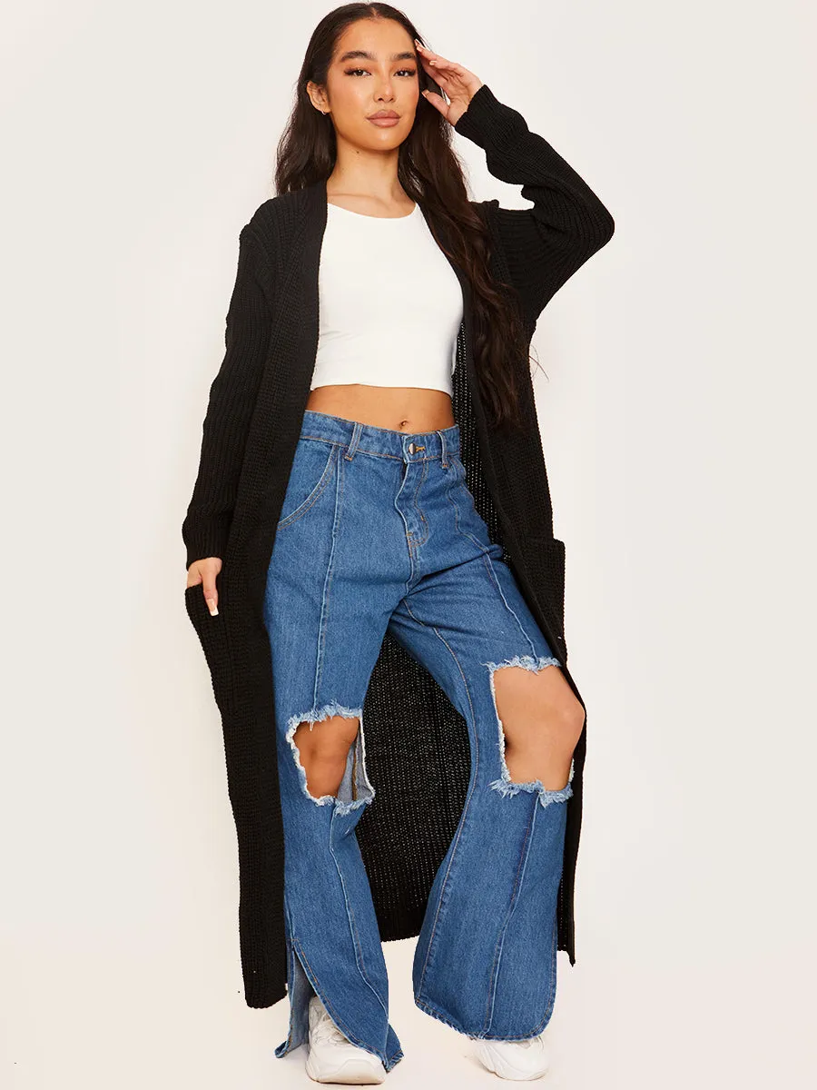 Longline Knitted Open Cardigan